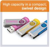 DT101/4GB USB 2.0 Capless Swivel Design,  Cyan, Pink, Yellow